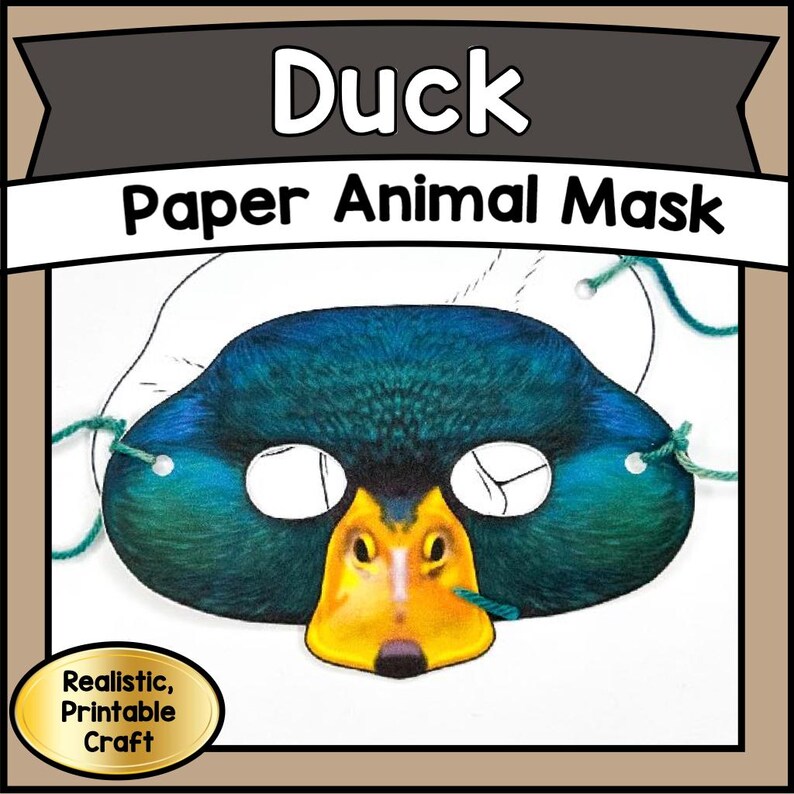 Printable DUCK Mask Craft Template | DIY Paper Animal PDF | Educational ...
