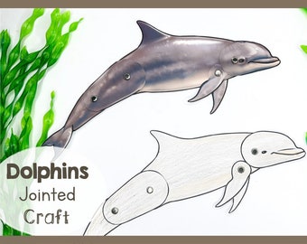 Articulated Dolphin Craft Template | Jointed Printable Movable Marine Animal | DIY Ocean Life Activity | Educational Project For Kids