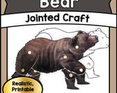 PRINTABLE Jointed Bear Puppet Craft Template Kit | DIY Articulated Woodland Animal PDF | Kids Creative Play & Homeschool Activity