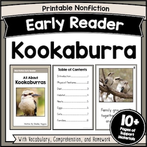 KOOKABURRA Early Reading Comprehension Worksheets K-2 Printable Short Animal Stories Decodable Passages Fluency Practices Activities PDF