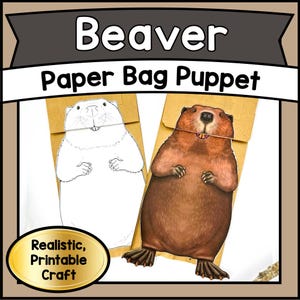Printable BEAVER Puppet Craft Template Kit | DIY Articulated Woodland Animal PDF | Kids Creative Play & Classroom Activity