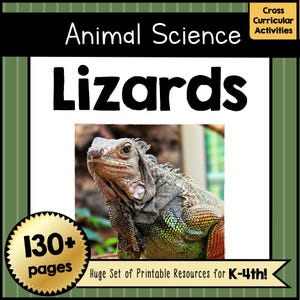 Imprimable LIZARD Unité de science animale | Plus de 140 pages PDF pédagogiques | Bricolages, feuilles de travail et activités en classe pour les enfants de la prématernelle à la 4e année