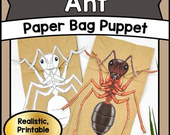 DIY Printable ANT Paper Bag Puppet Craft | Insect Template PDF | Fun Bug-Themed Activity for Kids, Preschool & Storytelling