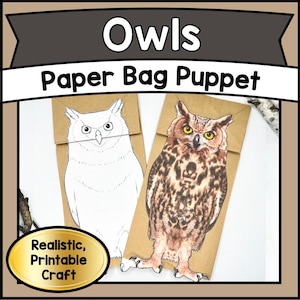 PRINTABLE Owl Paper Bag Puppet DIY Template | Kids Craft PDF – Educational Preschool & Classroom Activity – Instant Download