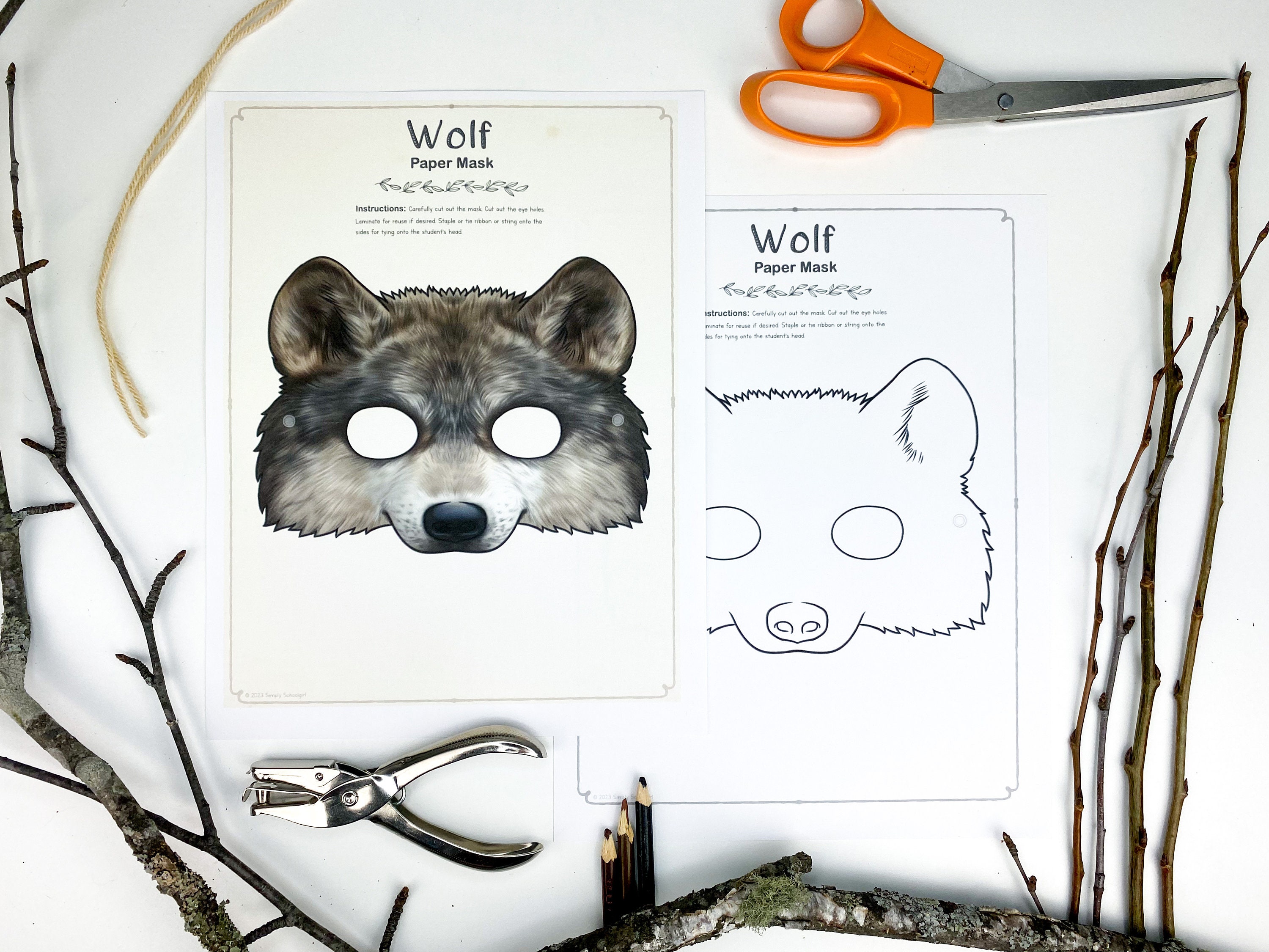 Wolf Paper Mask Template Printable Kid #39 s Craft Activity Articulated