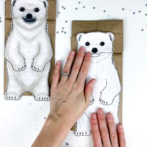 Printable Polar Bear Paper Bag Puppet Craft Kit | DIY ARCTIC Animal Template PDF | Kids Winter Craft & Educational Art Activity image 7