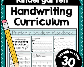 KINDERGARTEN HANDWRITING CURRICULUM Printable - 30 Weeks Writing Worksheets Pdf - Homeschool Tracing Practice For Early Learners
