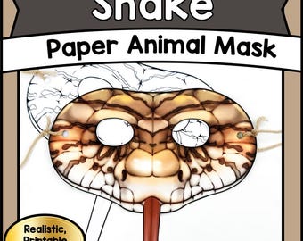 Printable SNAKE Paper Mask & DIY Craft Reptile Template | Educational Kids Activity and Jungle Party Favor | Instant PDF Download