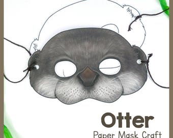 Otter Tiermaske Bastelpackung | Verspielte Otter Papiermaske | Druckbare Bastelvorlage für die Schule | Spaß Familie Handwerk | Geschenk für Handwerker