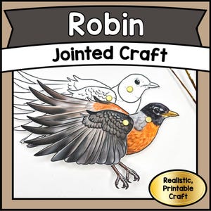 Printable Articulated ROBIN Jointed Bird Paper Craft Kit | DIY Wildlife Craft PDF | Kids & Adults Educational Activity