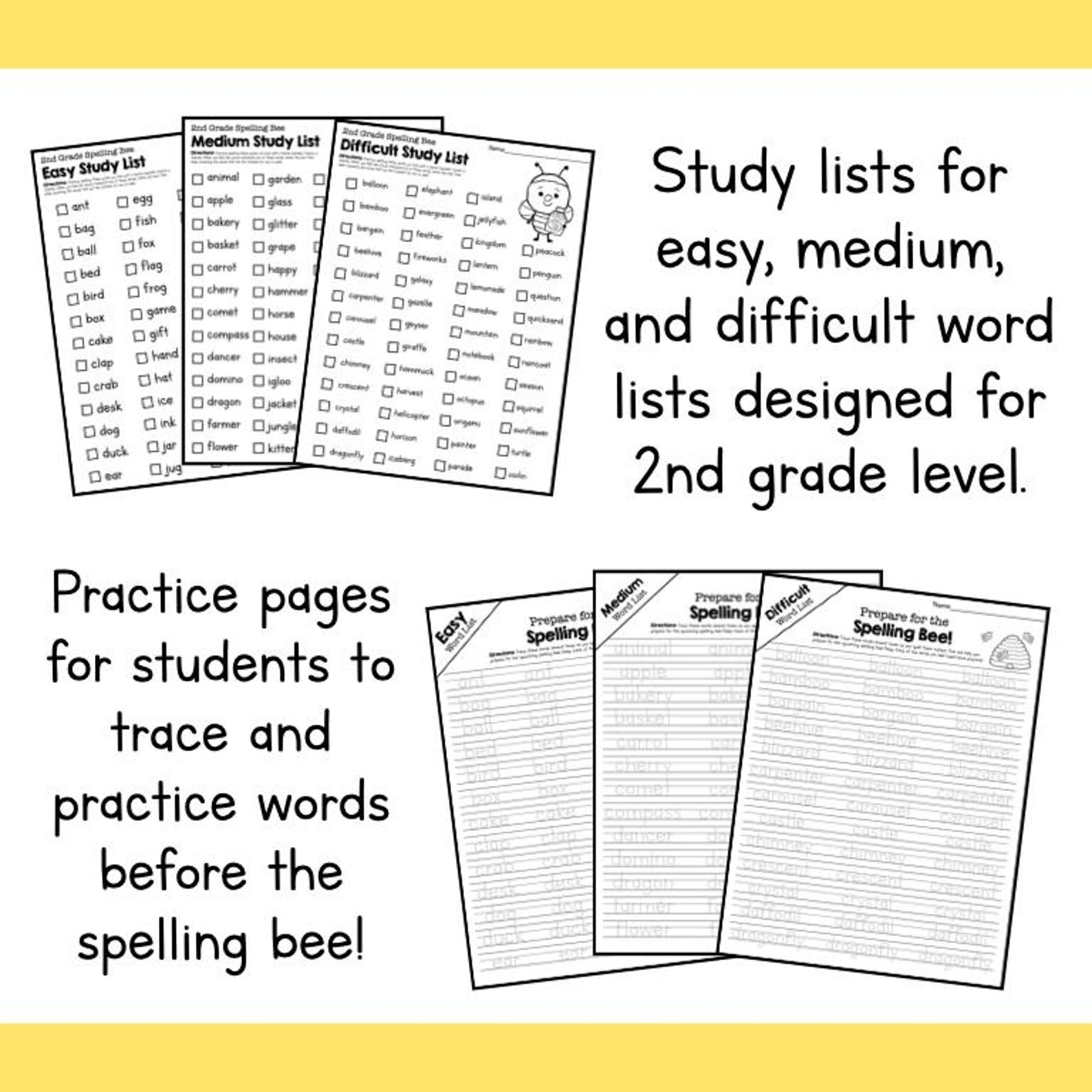 2ND GRADE SPELLING Bee Word List PDF – Everything You Need to Host a ...