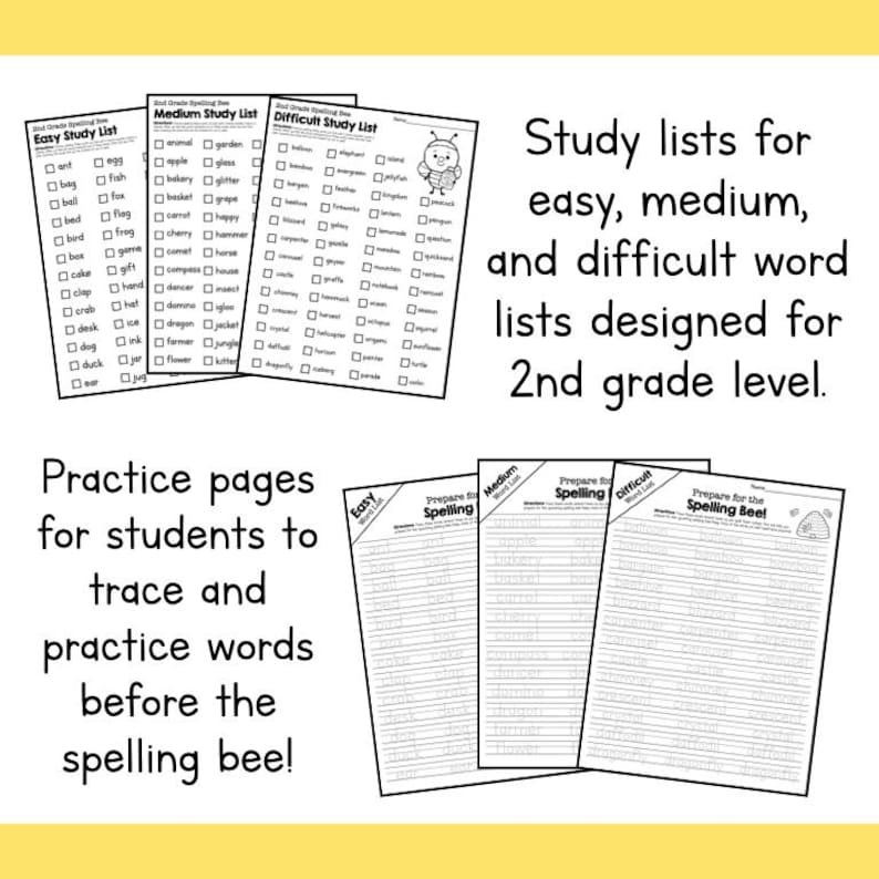 2ND GRADE SPELLING Bee Word List PDF – Everything You Need to Host a ...