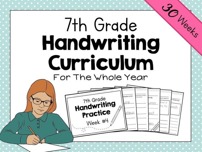7th Grade Handwriting Curriculum Complete Fullyear Printable