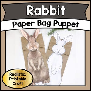Printable RABBIT Paper Bag Puppet | DIY Craft Template PDF | Fun Kids Easter & Educational Activity Kit