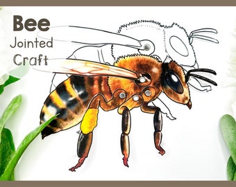 Bee Jointed Paper Craft Kit | Articulated Animal Printable Template | Jointed Animal Educational Activities | Nature Learning Activities