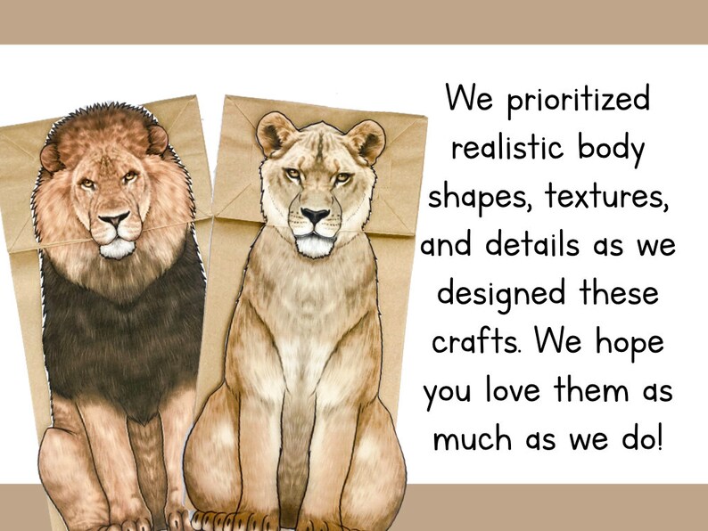 Lion Paper Bag Puppet Printable Craft Template - Etsy