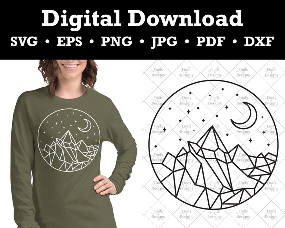 Geometric Mountains Svg Abstract Perspective Style Cricut Etsy
