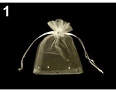10pc Sea Shell Organza Gift Bag 9x11cm With Sequins, Bags, Decorations