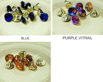 Iris czech glass large bell flower beads lily of the valley flower caps 8mm x 10