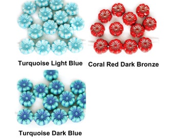 6pcs Matte Blue Opal Frosted Sea Glass Window Table Cut Flat Coin Wheel Czech...
