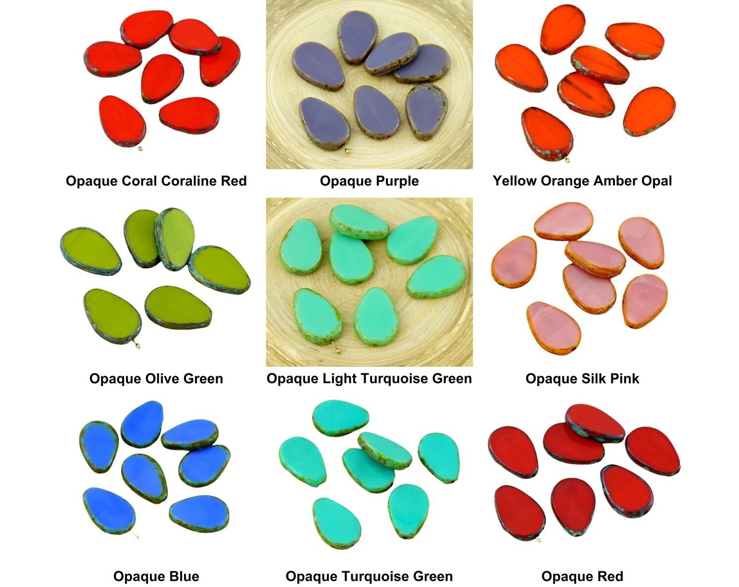 4pcs Picasso Brown Flat Teardrop Window Table Cut Czech Glass Beads 18mm x 12mm