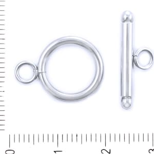 4sets Stainless Steel Toggle Round Clasp Donut Ring T Bar Lock Fasteners Czech Metal Findings Ring 14mm Bar 22mm Holes 2.2mm
