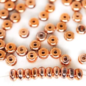 100pcs Matte Bronze Metallic Faceted Rondelle Beads Fire Polished Rondelles Beads Czech Glass 4mm x 2.5mm