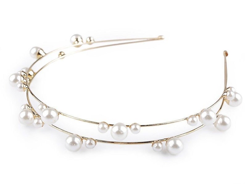1pc Fancy Headband With Pearl Beads Festive Headbands Tiaras Crowns Accessories For Hair Jewellery
