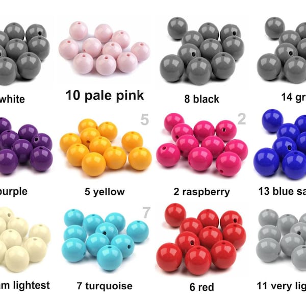 5pc en Plastique Perles Rondes Couleur Ø20mm Perles Opaque