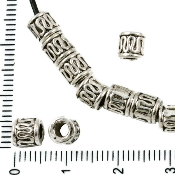 24pcs Antique Ton Argent Grand Trou Entretoise Agité Tube de Bali Perles de Bohème Métal Conclusions 6mm