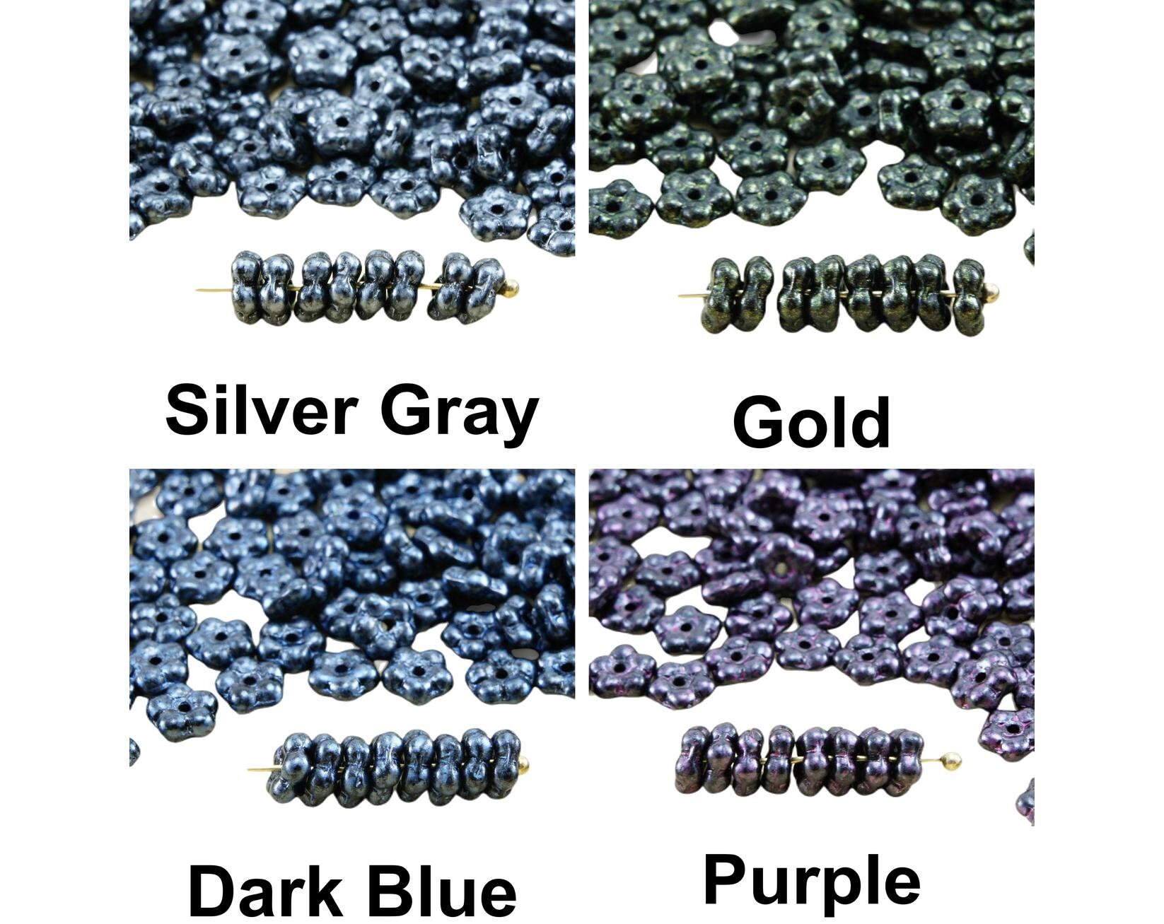 80pcs Opaque Jet Black Metallic Patina Marble Luster Small