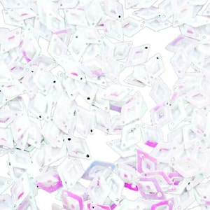 20g White Ab Rhombus Petal Domed Navette 2 Two Hole Sequins Confetti Paillettes Sew On Brooch Embroidery 10mm x 7mm Hole 1mm