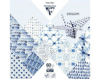 Papiers Pour Origami 15x15cm (60pcs) Bleu Blanc, des Fournitures d'Artisanat, de l'Artisanat, de l'Origami, l'Art Japonais, Clairefontaine,