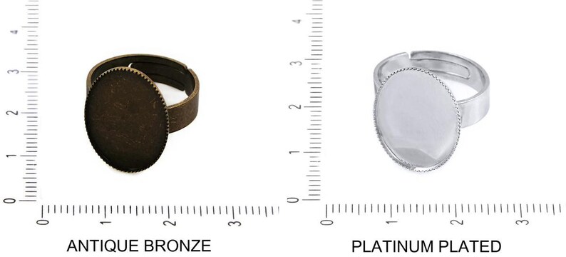 2pcs Antique Bezel Adjustable Ring Base Blank Oval Cabochon Cameo Tray Setting Metal Findings 18mm x 13mm