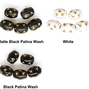 6pcs Opaque Gold Oval Tube Stars Oval Beads Czech Glass Beads 13mm x 10mm