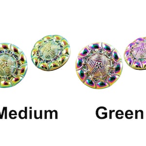 1pc Vitrail Purple Carved Pattern Round Large Handmade Czech Glass Button Size 12 27mm