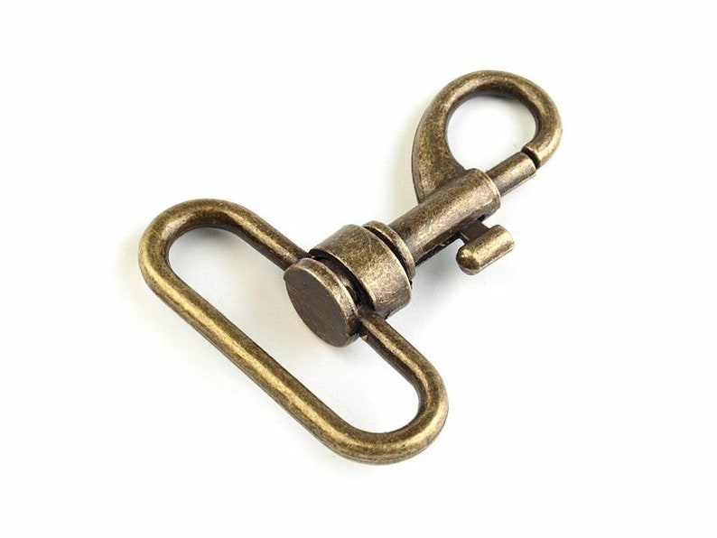 5pc Vintage Brass Metal Swivel Eye Snap Hook Pulling Loop 35mm Antique Brass, Snap/swivel Hooks, Hardware Haberdashery image 3