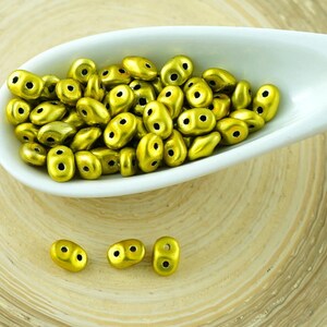 20g New Finish Metalust Superduo Czech Glass Seed Beads Two Hole Super Duo 2.5mm x 5mm Yellow Gold