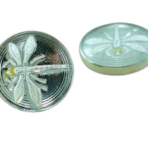 1pc Crystal Silver White Dragonfly Handmade Czech Glass Cabochon Size 8, 18mm