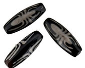 1pc Black White Spider Tube Tibetan Agate Dzi Beads Natural Gemstone Stone Large Focal Feng Shui Bracelet Pendant 30mm x 10mm Hole 2.5mm