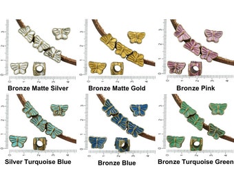 6pcs Antique Bronze Tone Patina Wash Large Hole European Butterfly Animal Slider Beads Pandora Style 12mm x 8mm