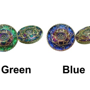 1pc Gold Flower Volcano Purple Handmade Czech Glass Domed Button Size 14 31.5mm