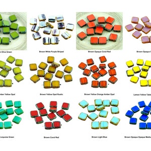 Picasso Table Cut Rustic Square Flat Czech Glass Beads 10mm 10pcs