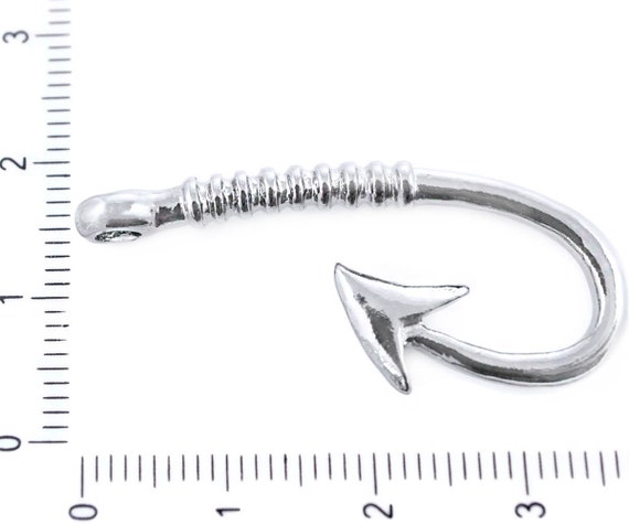 4pcs Silver Plated Pirate Fish Hook Pendant Charm Bracelet