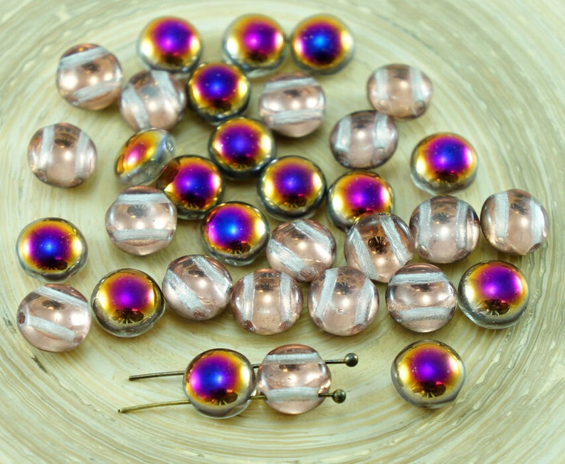 New Shape 30pcs Candy Round Domed 2 Two Hole Weaving Czech Glass Beads 8mm image 6