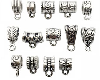 20Pcs tibetan silver bail cup flower  hole hanger charms fit bracelet  7x7mm 