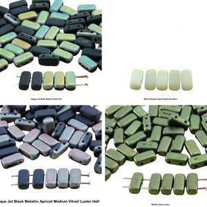 40pcs Matte Flat Bricks Rectangle Bar 2 Two Hole Czech Glass Beads 8mm x 4mm
