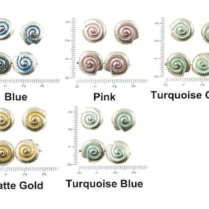 6pcs Antique Silver Tone Patina Wash Large Round Spiral Snail Sea Shell Seashell Marine Flat Two Sided Beads 13mm
