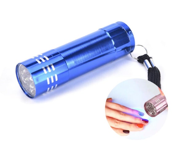 1pc Blue 9 Led Aluminum Small Mini Uv Flashlight Dryer Lamp for Nail Art  Gel, Torch Curing Resin Jewelry, Portable Travel Light 84mm X 23mm -   Israel