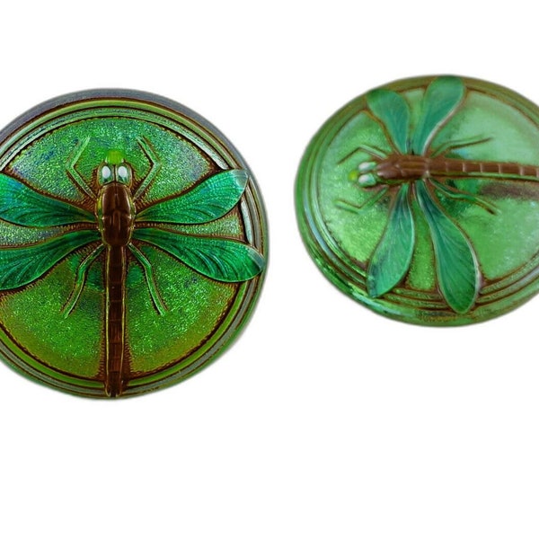 1pc Handgemachtes Böhmisches Glas-Taste, Große Grüne Libelle Dichroitischen Vitrail Green-Größe 18, 40,5 mm